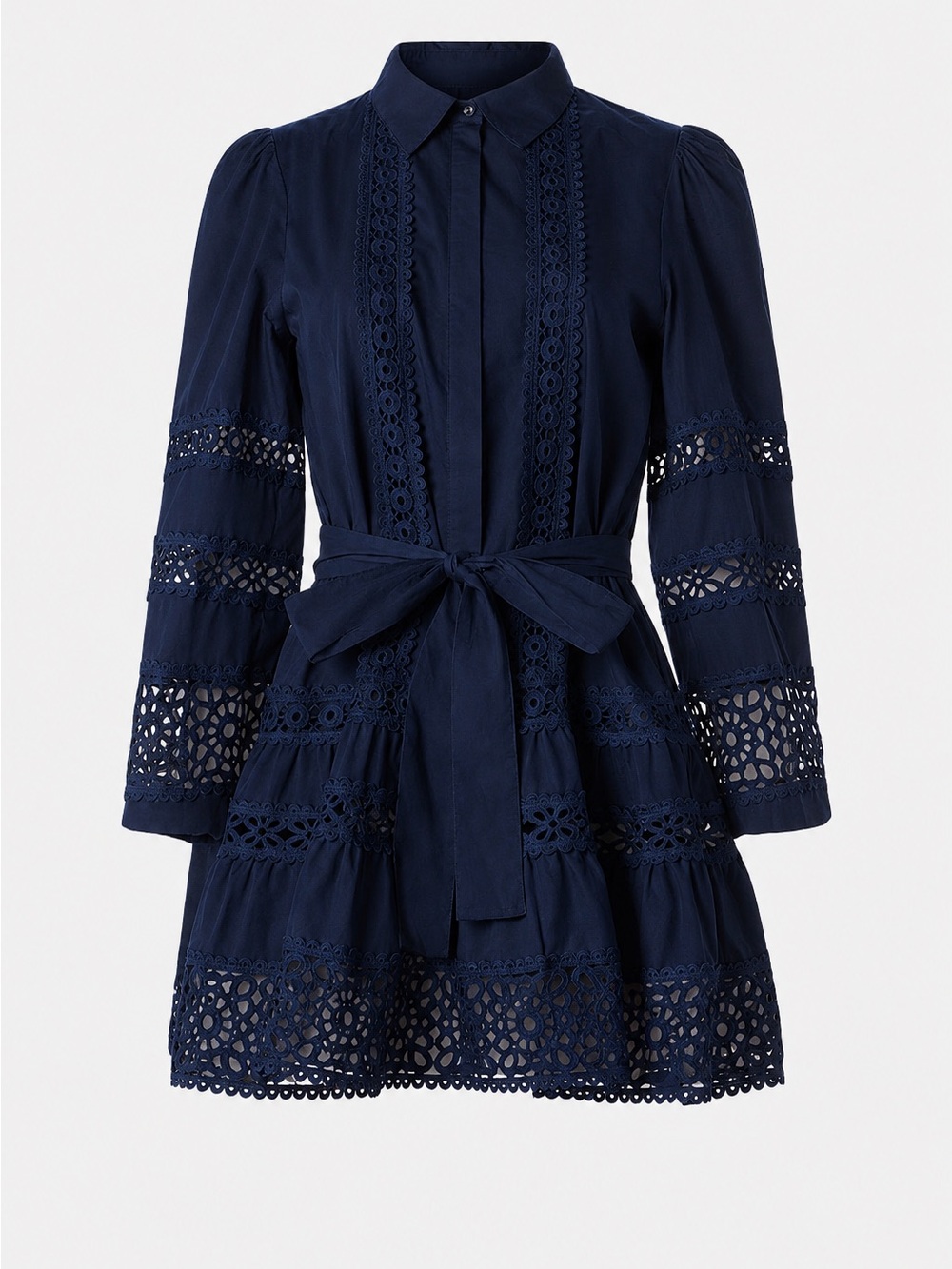 Layered With Love Aubrey Mini Shirt Dress Navy Cotton Size M NWOT - Picture 3 of 6
